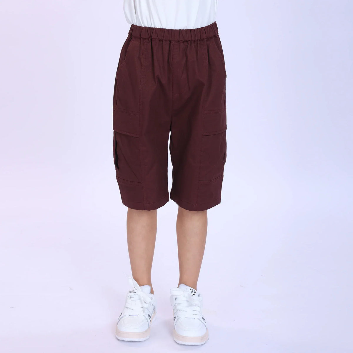 Maroon Plain Fashion Shorts For Boys Image