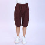 Maroon Plain Fashion Shorts For Boys Image