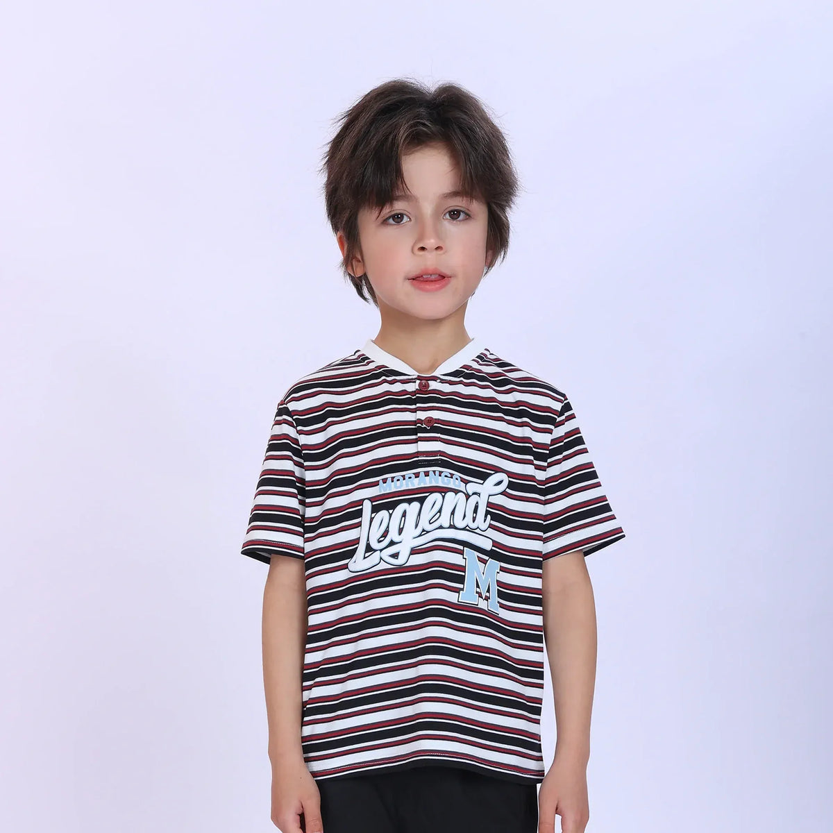 Maroon Striped Fashion T-Shirt For Boys Image