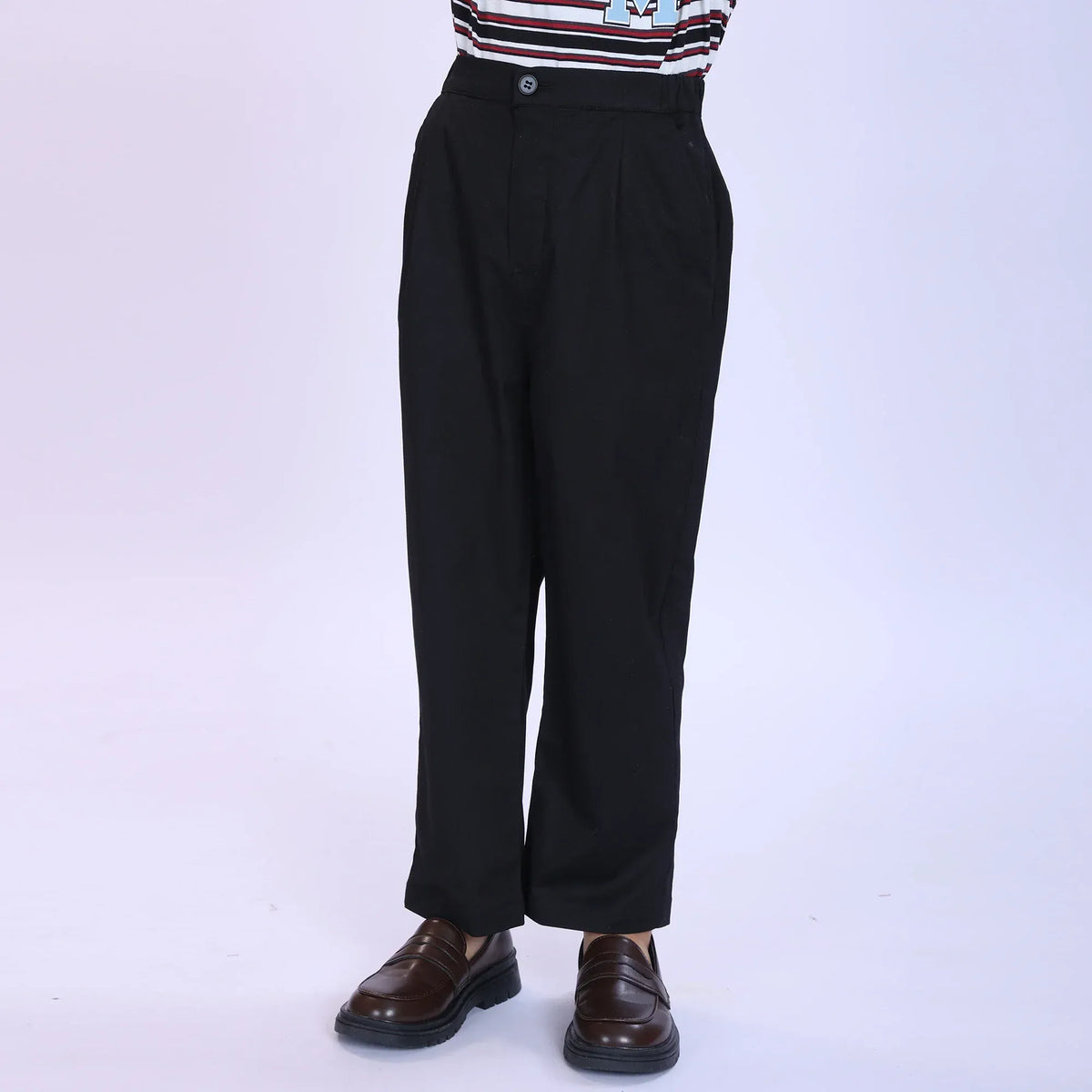 Black Plain Fashion Pants For Boys Image