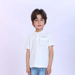 White Printed Fashion Polo Shirt For Boys Image