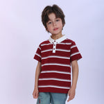 Maroon Striped Fashion Polo Shirt For Boys Image