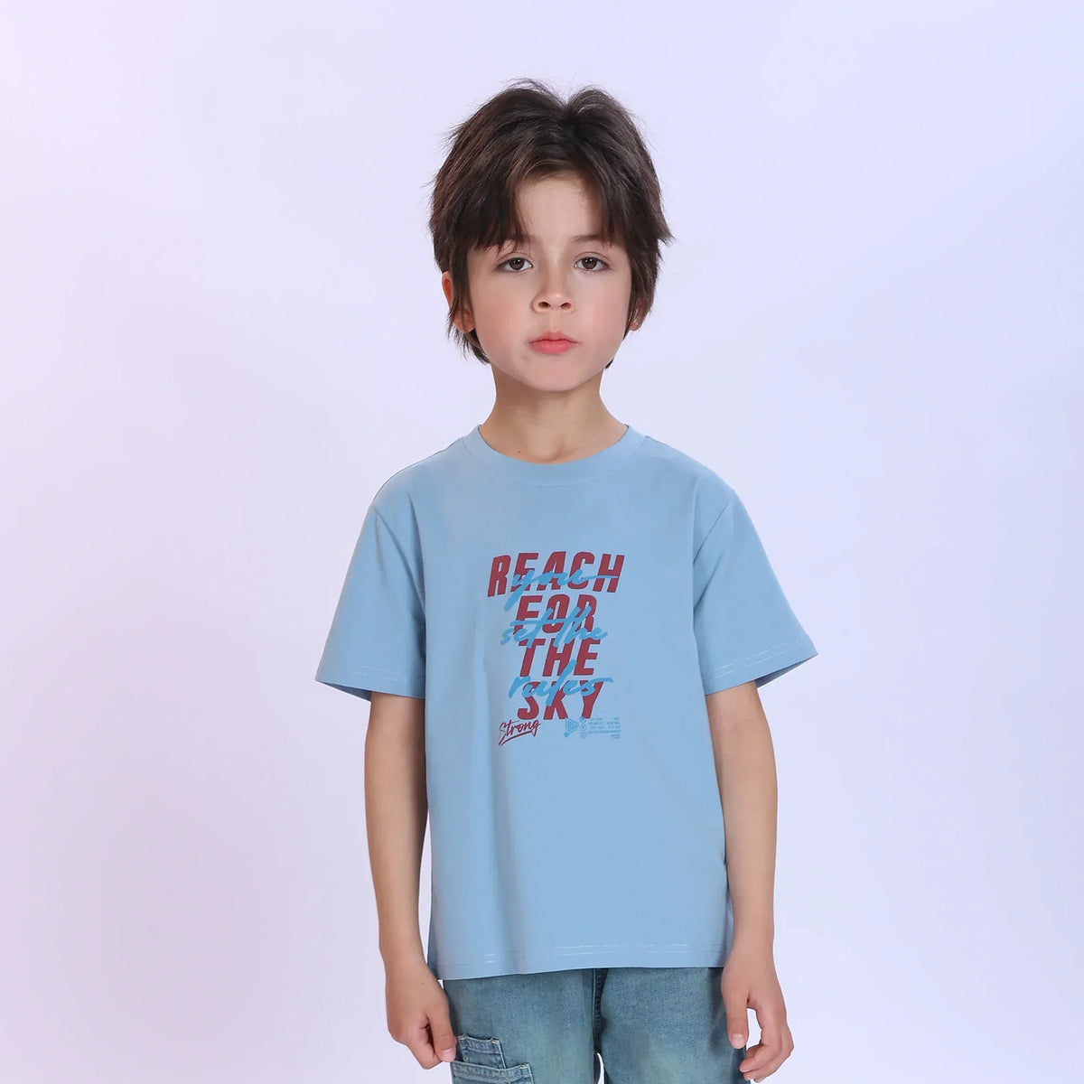 Grey Blue Printed Fashion T-Shirt For Boys Image