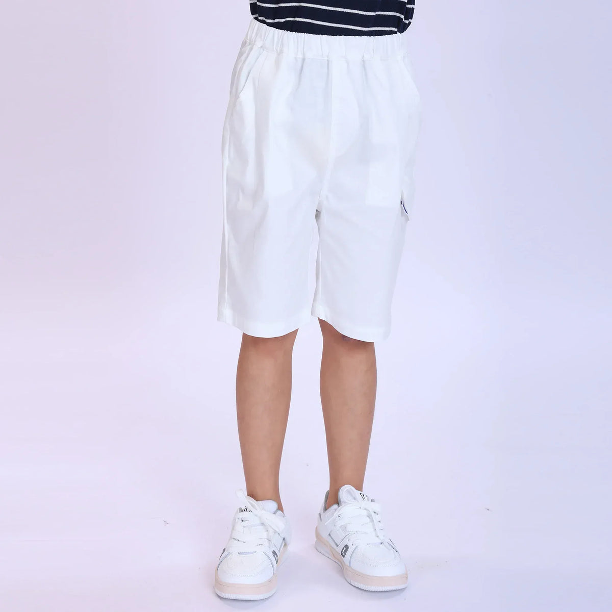 White Plain Fashion Shorts For Boys Image