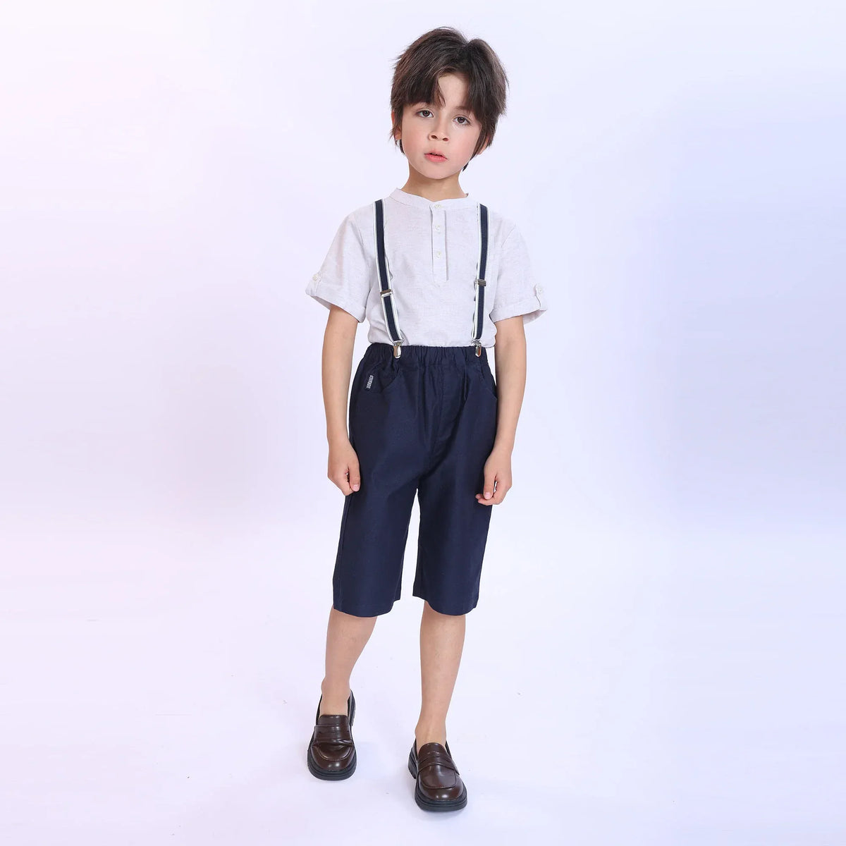 Dark Blue Plain Fashion Shorts For Boys Image