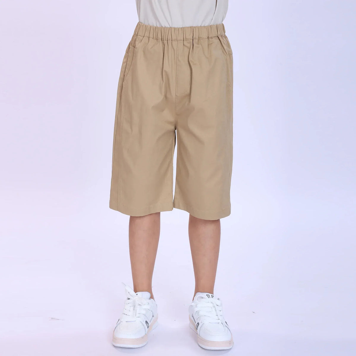 Khaki Plain Fashion Shorts For Boys Image