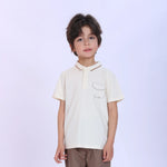 Beige Printed Fashion Polo Shirt For Boys Image