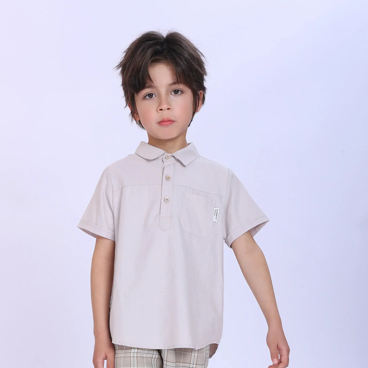 Khaki Plain Fashion Blouse For Boys Image