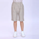 Beige Checked Fashion Shorts For Boys Image