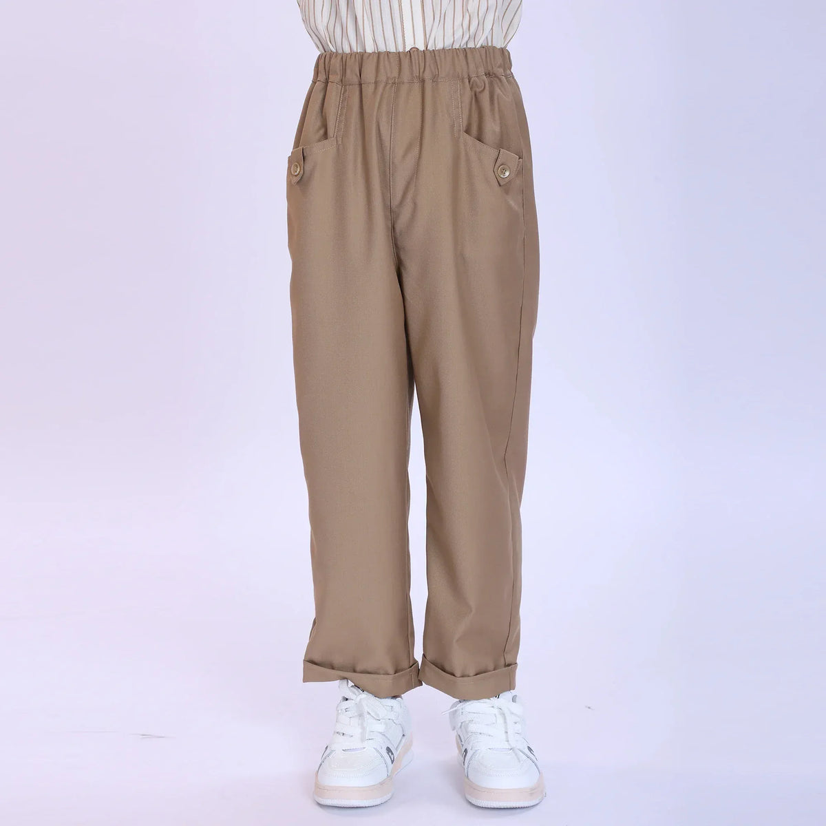 Khaki Plain Fashion Pants For Boys Image