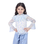 Blue Floral Classic Blouse For Girls Image