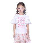 Off White Floral Classic T.Shirt for Girls Image