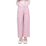 Pink Solid Classic Pants for Girls Image