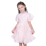 Light Pink Floral Classic Dress for Girls Image