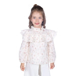 Beige Floral Classic Blouse For Girls Image