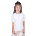 Off White Embroidery Classic Blouse For Girls Image