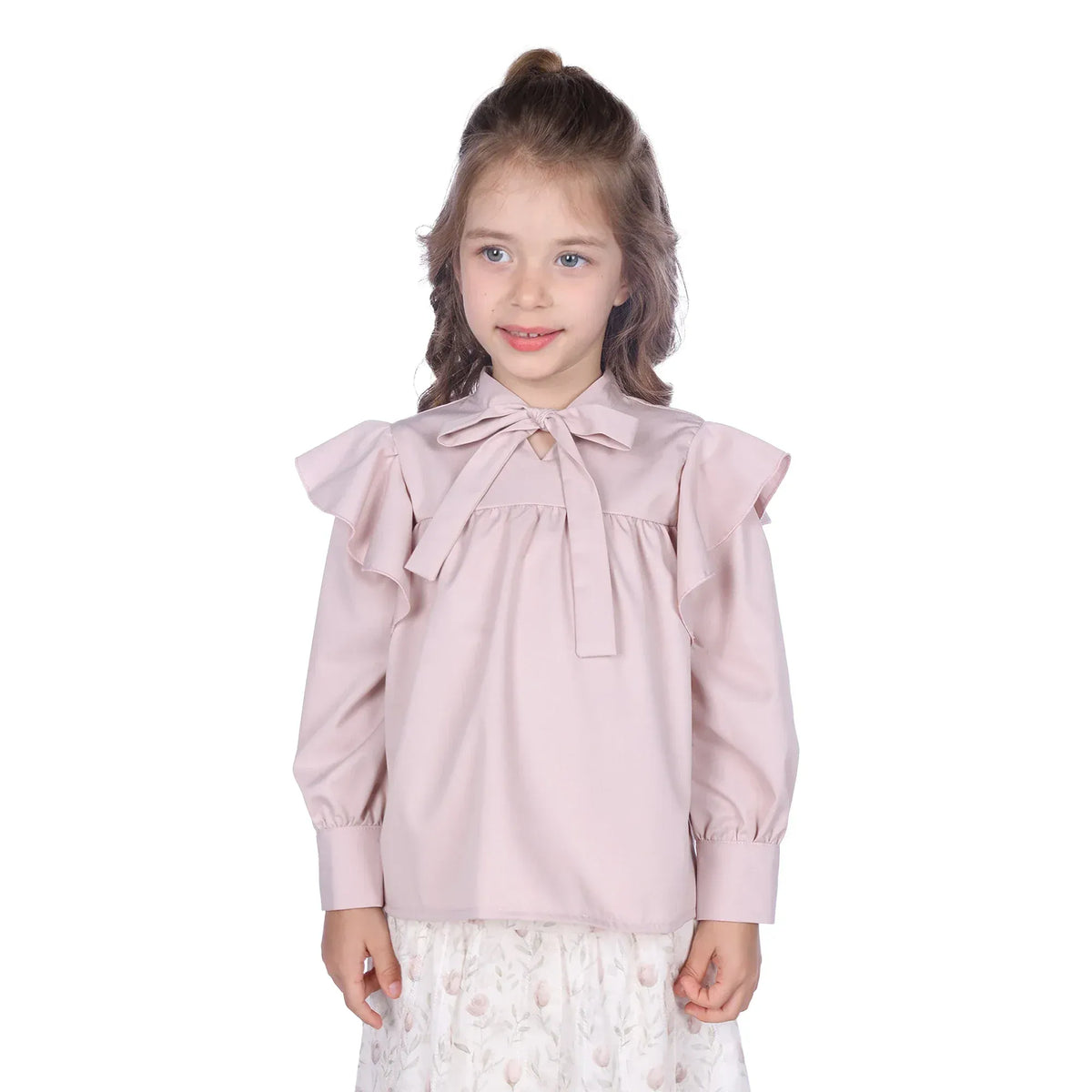 Dusty Pink Plain Classic Blouse For Girls Image