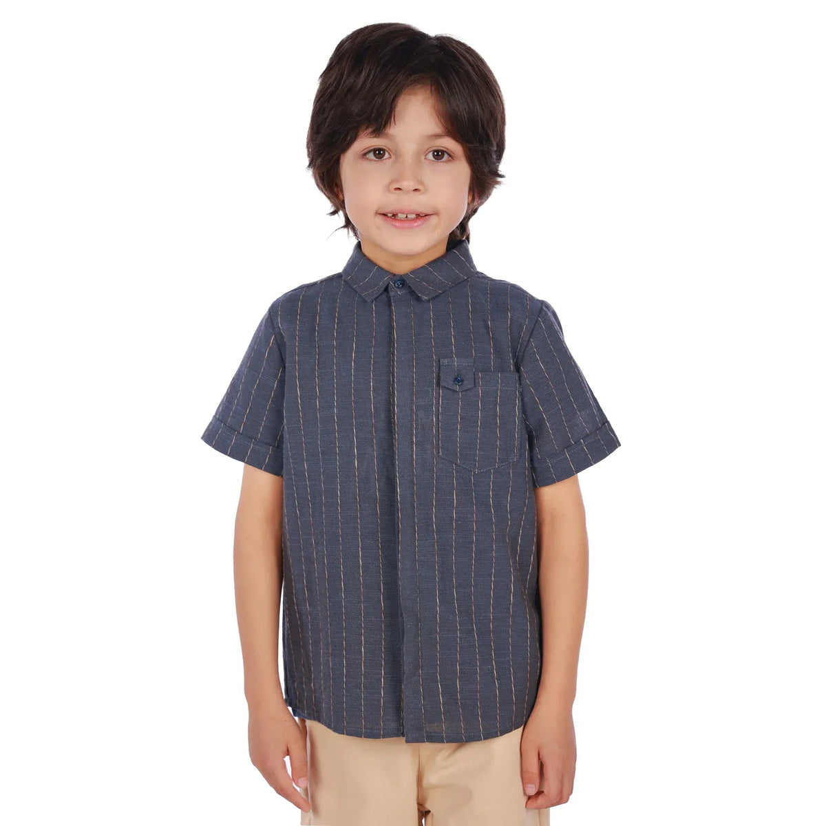 Blue Striped Classic Shirt For Boys Image