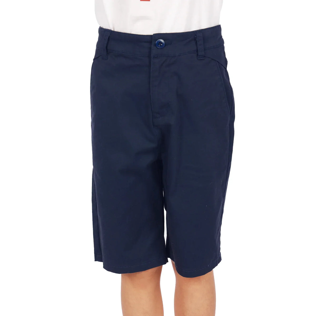 Navy Plain Classic Shorts For Boys Image