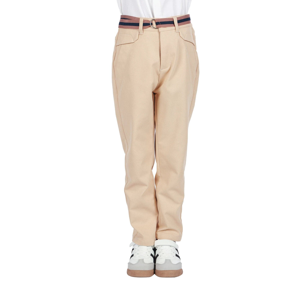 Dark Beige Plain Classic Pants For Boys Image