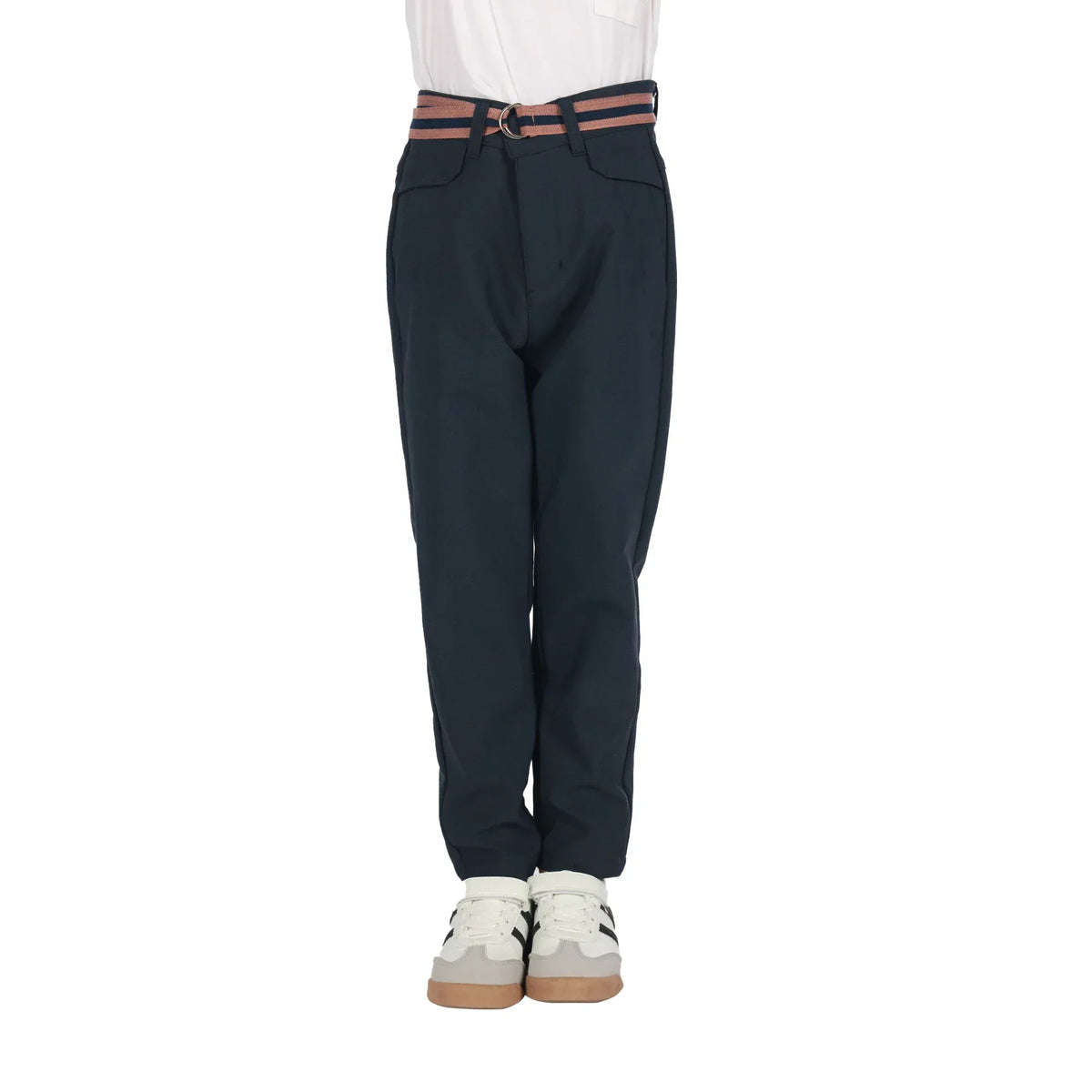Navy Plain Classic Pants For Boys Image