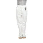 Off White Plain Classic Pants For Boys Image