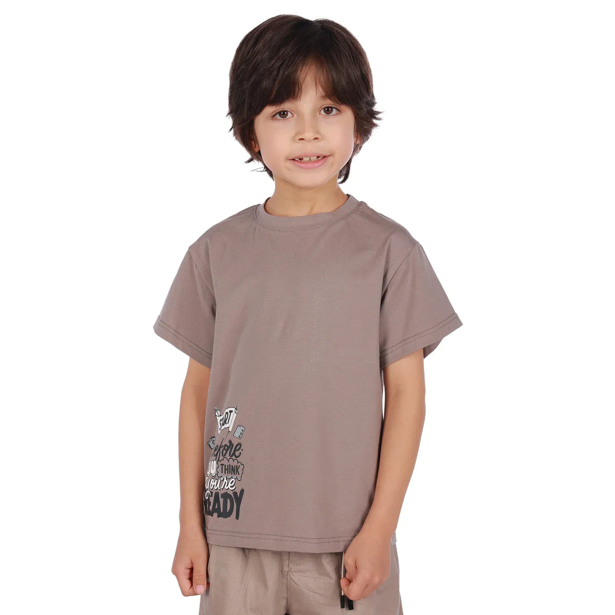 Light Coffee Printed Classic T.Shirt For Boys Image