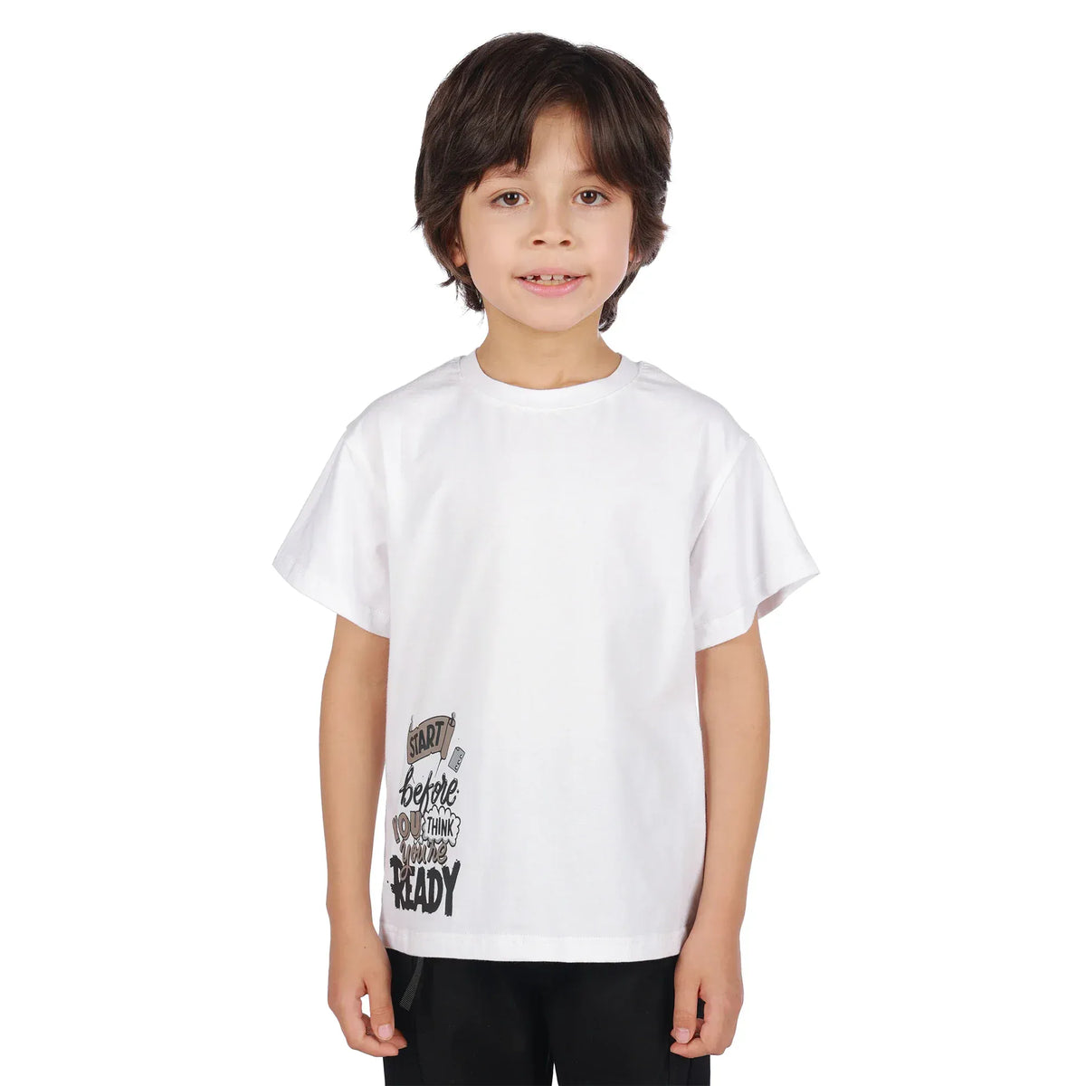Off White Printed Classic T.Shirt For Boys Image