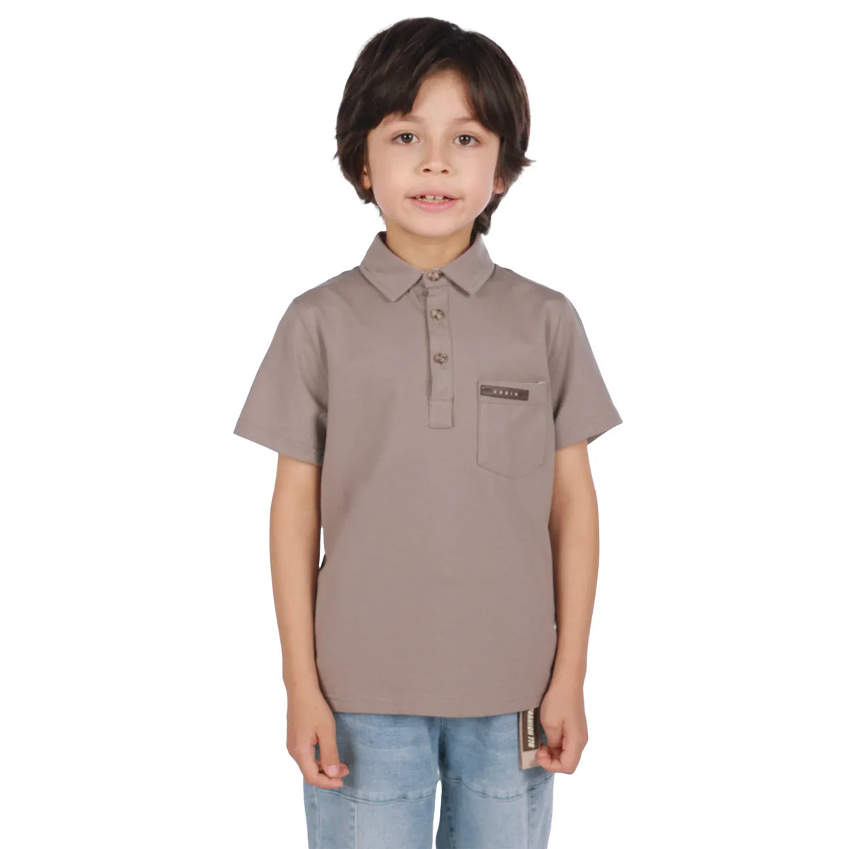Light Coffee Badge Classic Polo Shirt For Boys Image