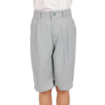 Light Grey Plain Classic Shorts For Boys Image