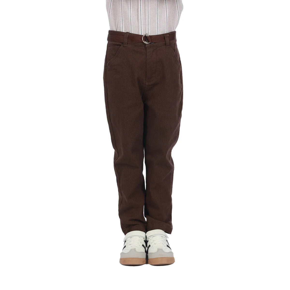 Dark Coffee Plain Classic Pants For Boys Image