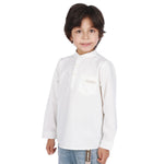 Off White Printed Classic Blouse For Boys Image