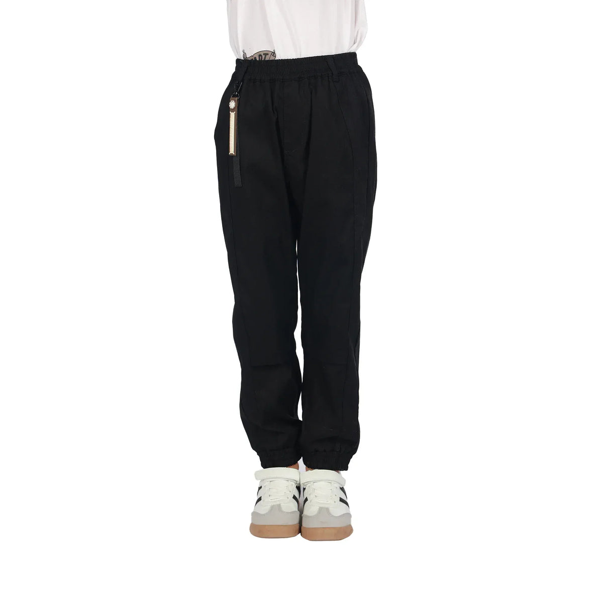 Black Plain Classic Pants For Boys Image