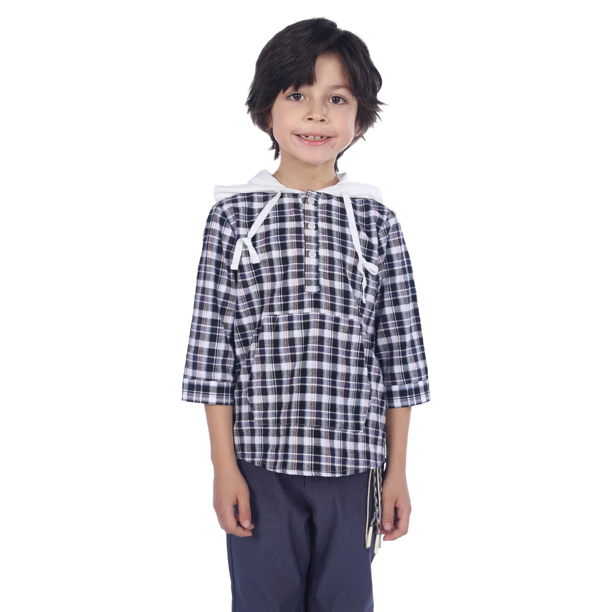 Dark Blue Checked Classic Shirt For Boys Image