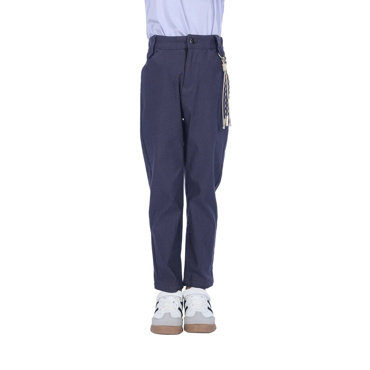 Dark Blue Plain Classic Pants For Boys Image