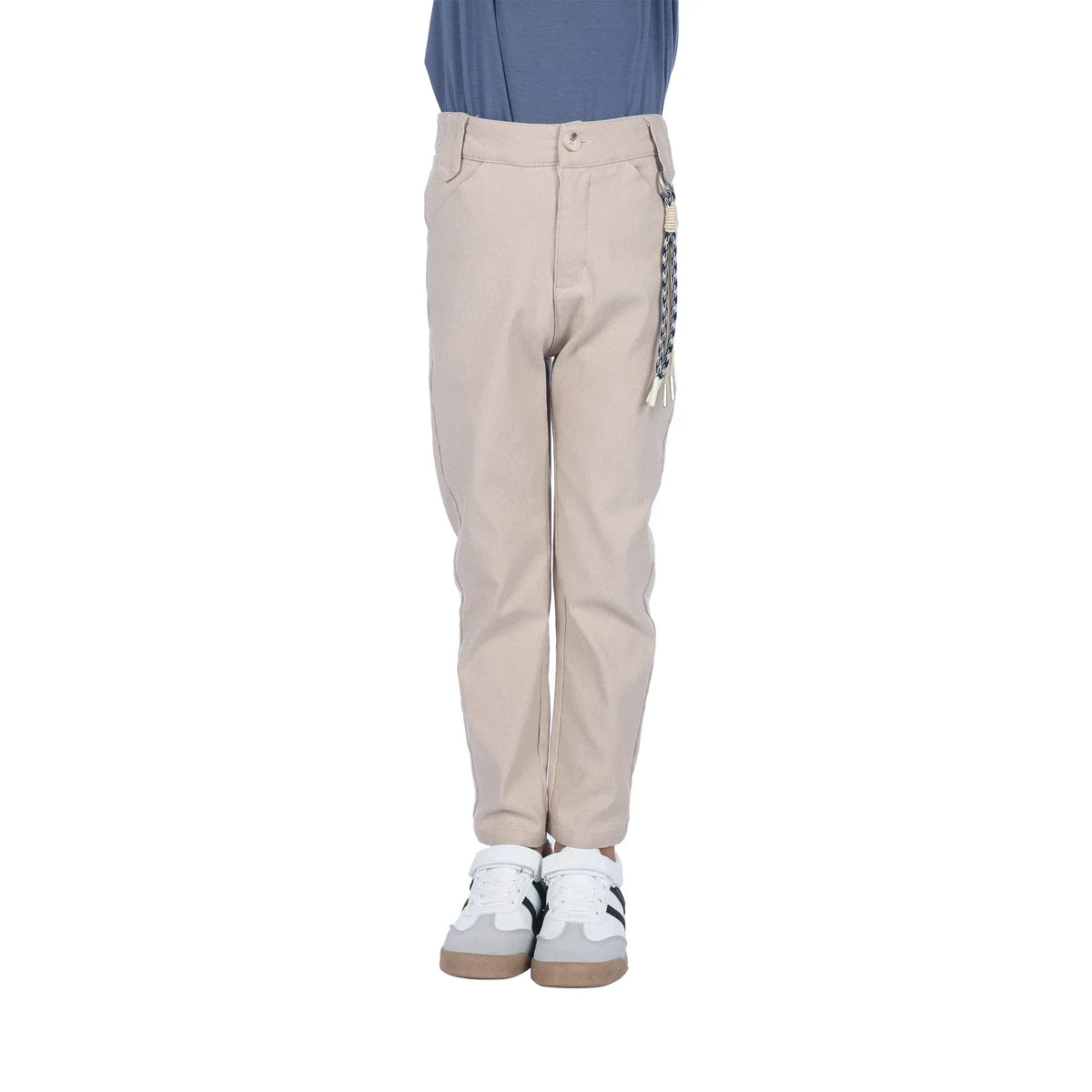 Dark Beige Plain Classic Pants For Boys Image