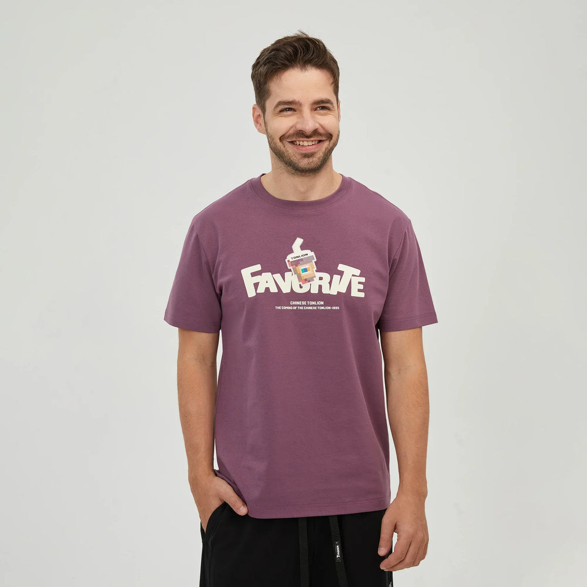Dark Purple Printed T.Shirt for Men Image