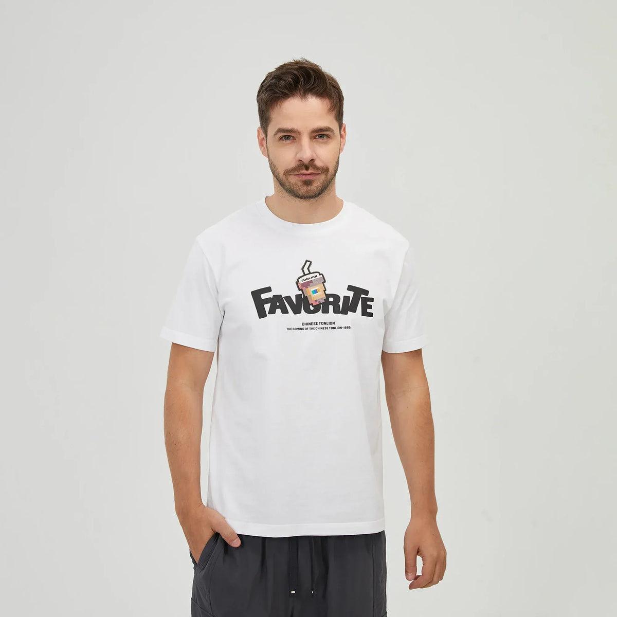 White Printed T.Shirt for Men Image