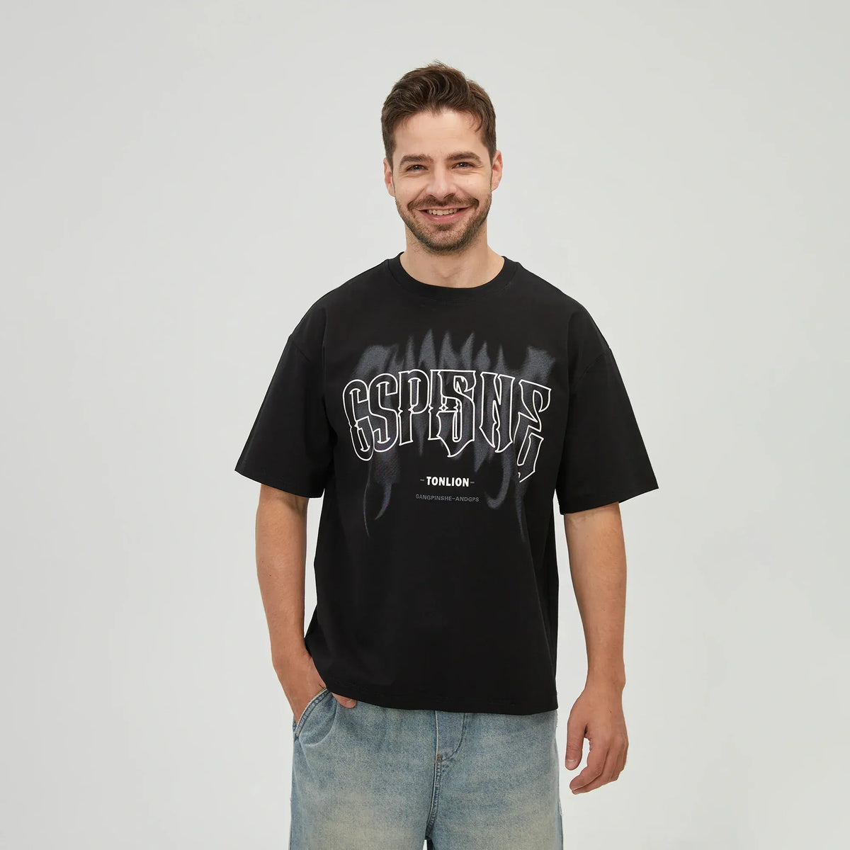 Black Printed T.Shirt for Men Image