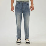 Light Jeans Blue Washed Jeans Pants for Men Image