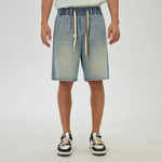 Light Jeans Blue Washed Jeans Shorts for Men Image