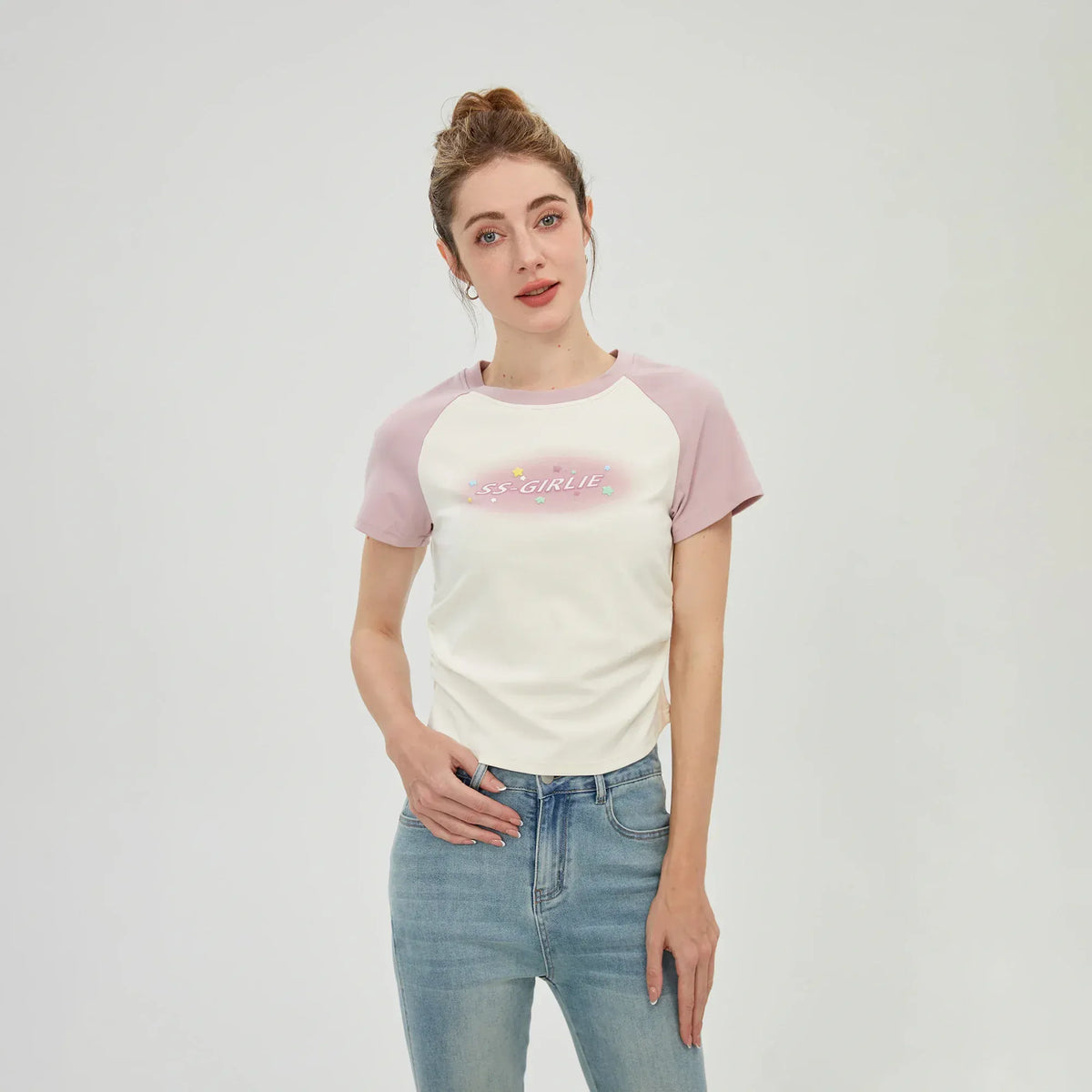 Purple Printed T.Shirt for Women Image