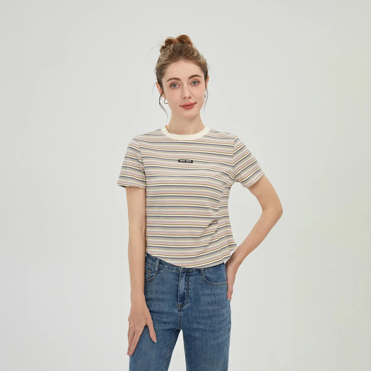 Pink Striped T.Shirt for Women Image