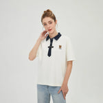 White Embroidery Polo Shirt for Women Image
