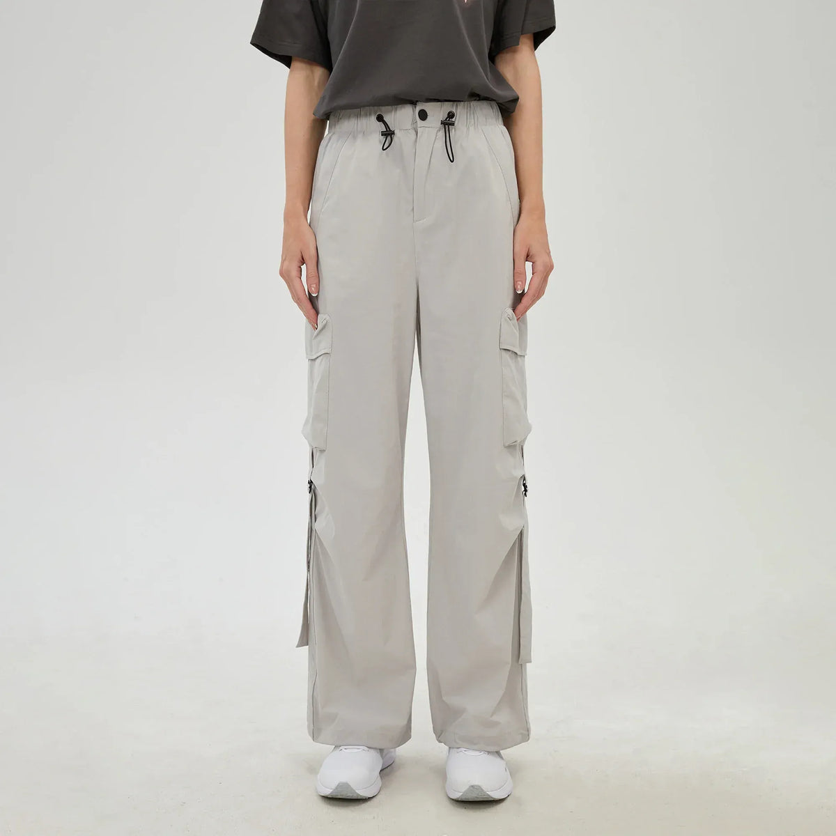 Light Grey Plain Pants for Women Image