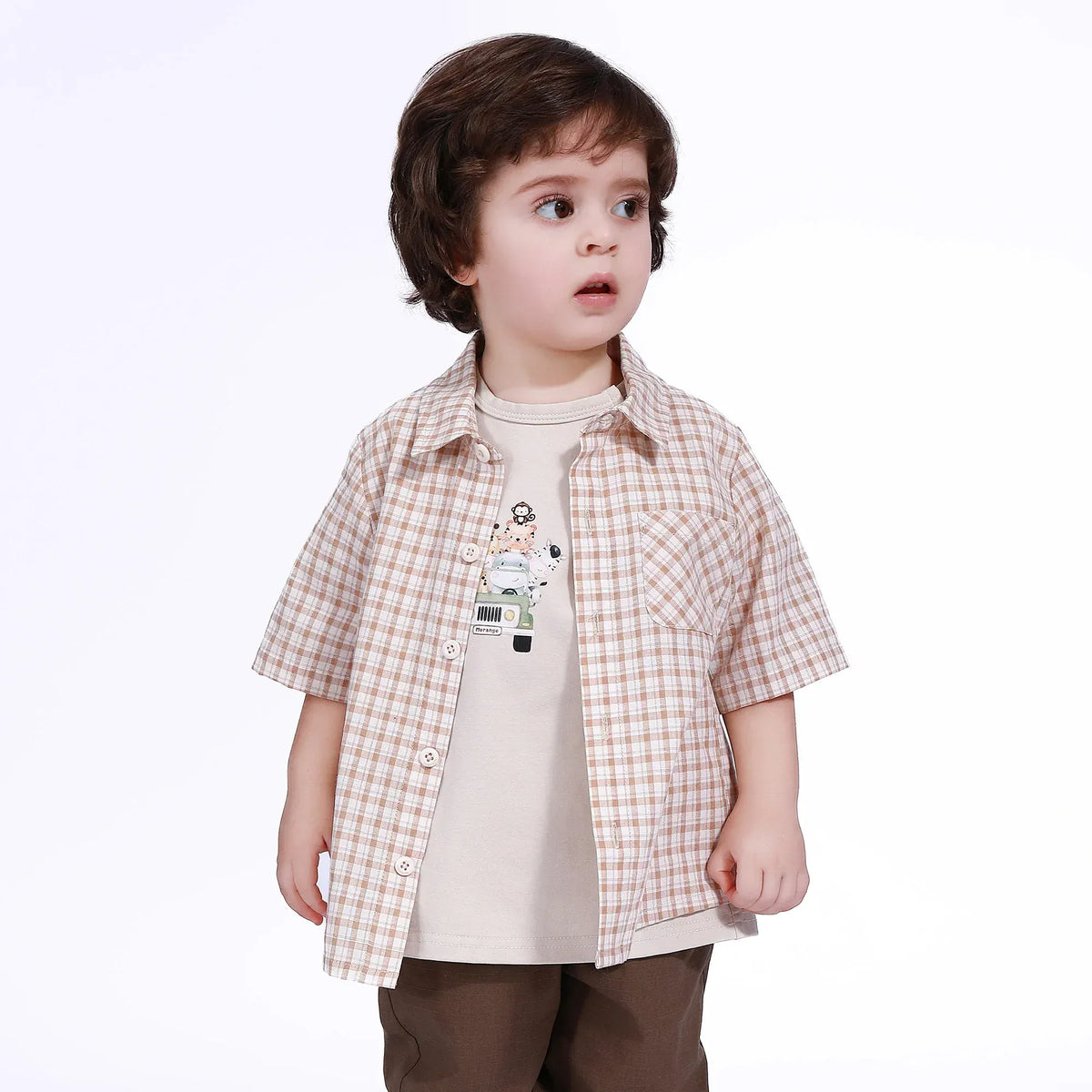 Khaki Checked Shirt for Baby boy Image