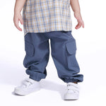 Grey Blue Plain Pants for Baby boy Image