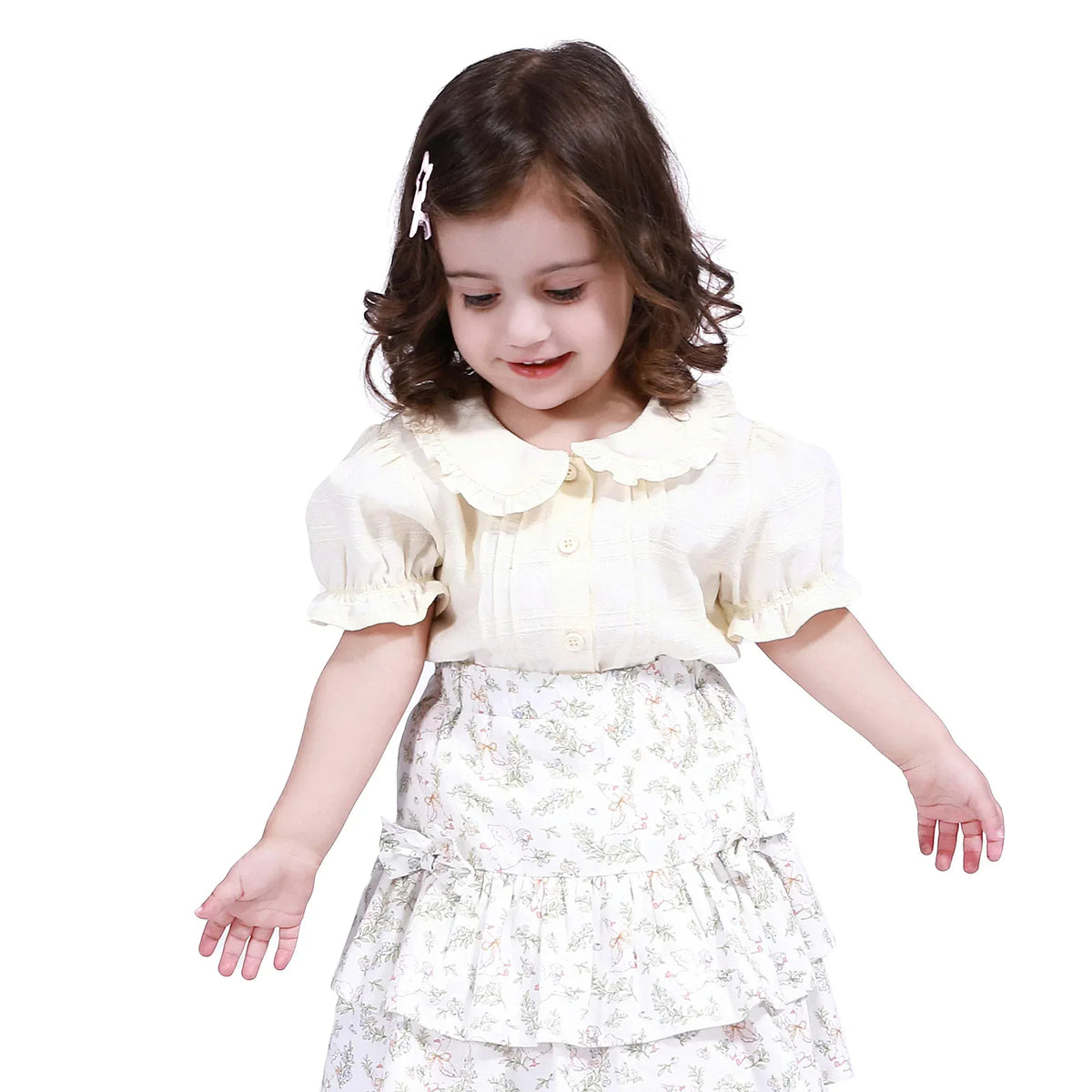 Beige Jacquard Shirt for Baby girl Image