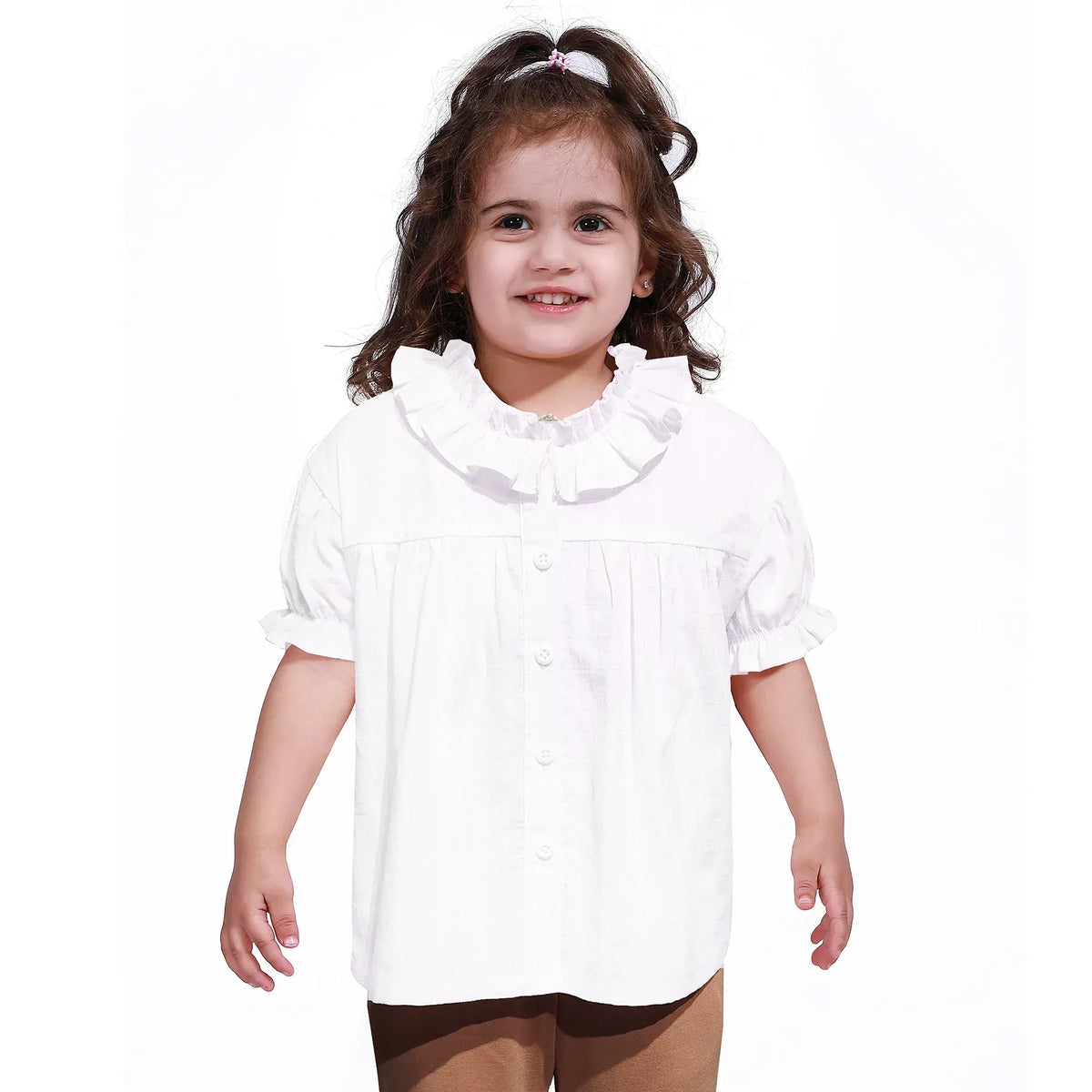 Off White Jacquard Shirt for Baby girl Image