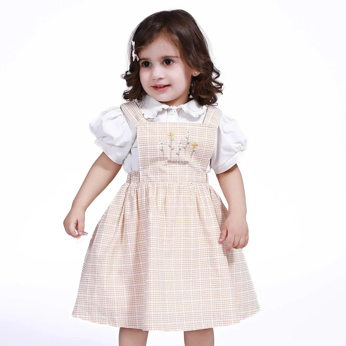 Yellow Checked Dress for Baby girl Image